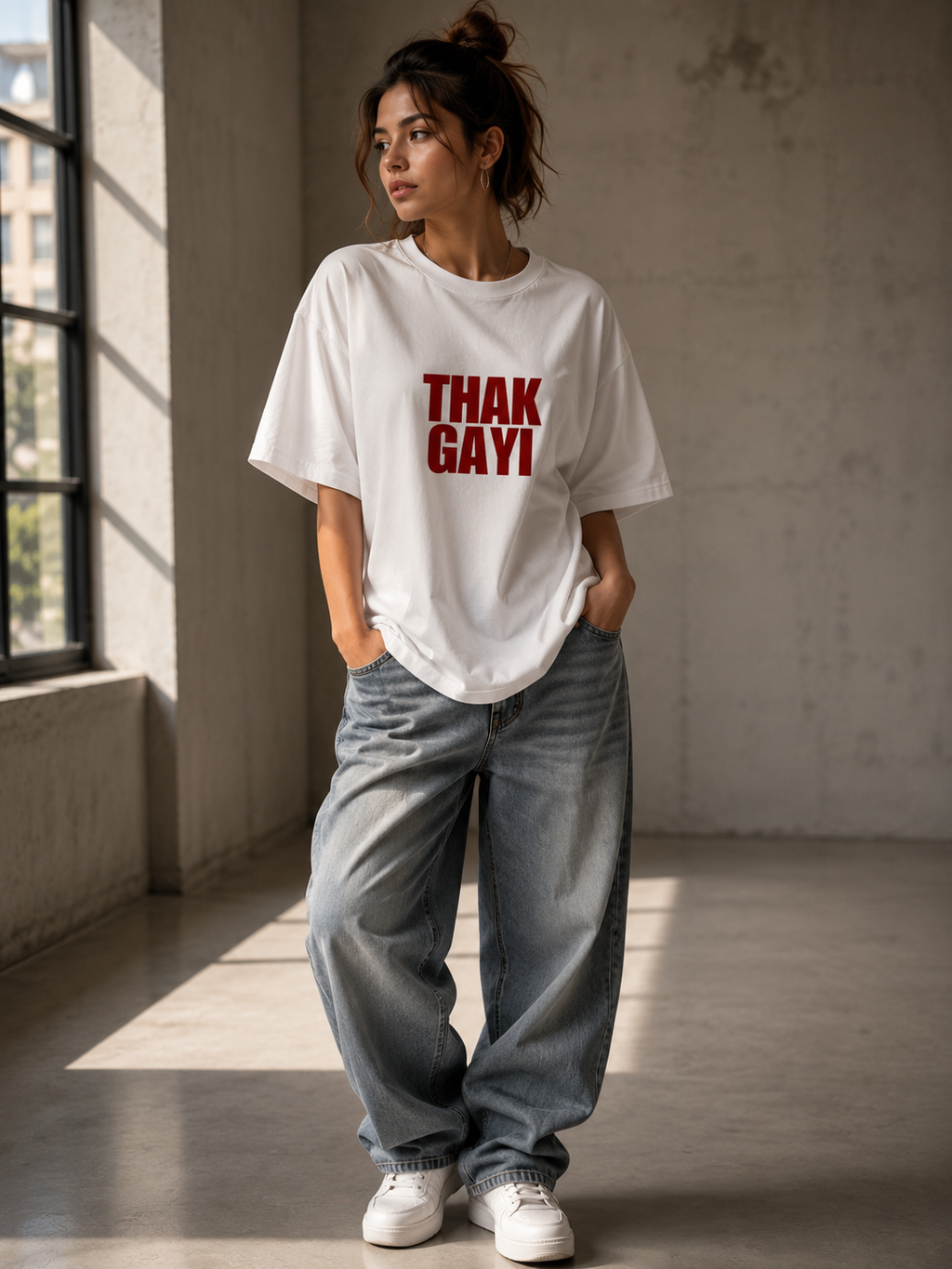 Thak Gayi | Premium Oversized T-Shirt – White