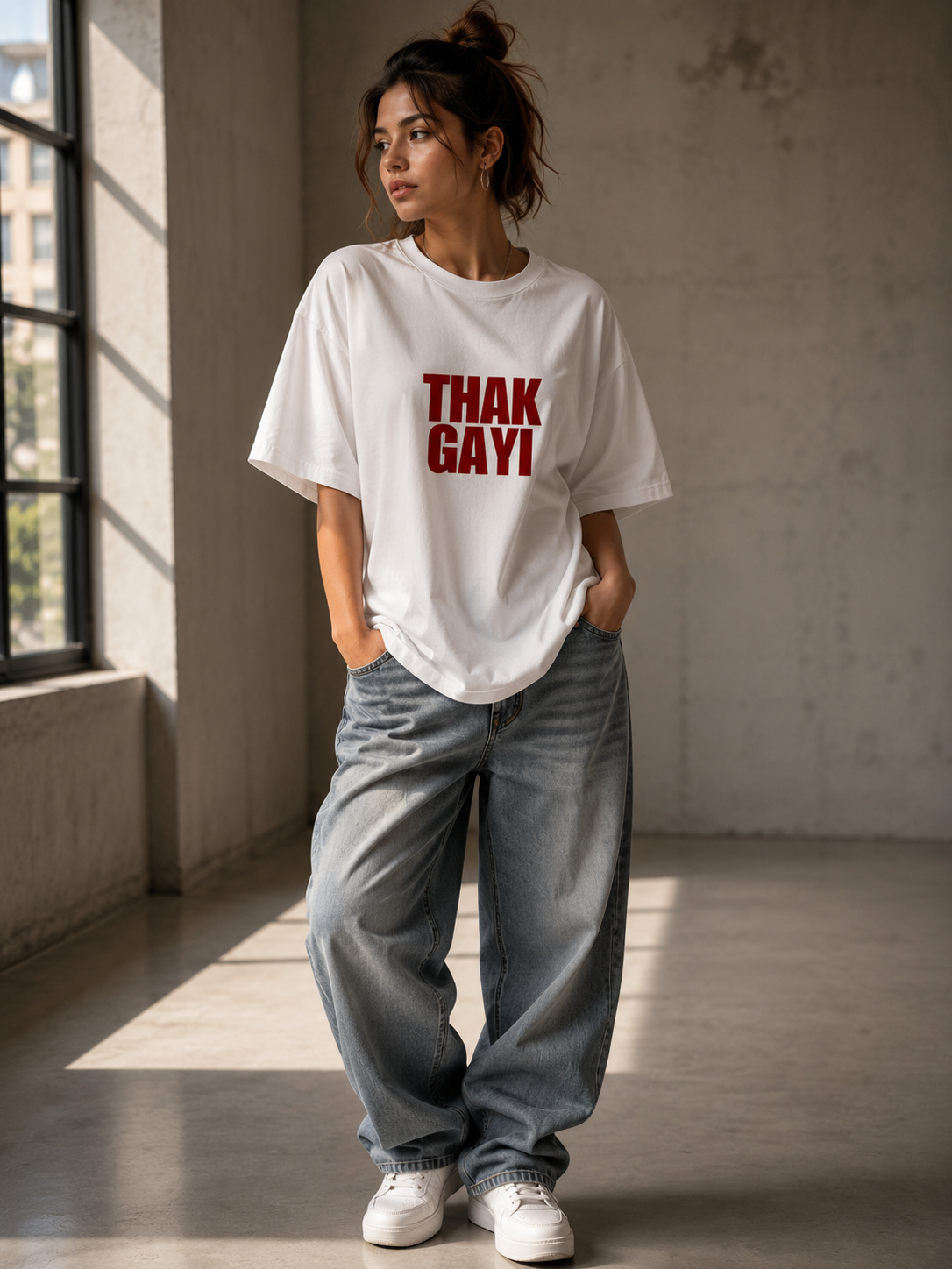 Thak Gayi | Premium Oversized T-Shirt – White