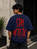 Stay Artistic | Premium Oversized T-Shirt – Navy Blue