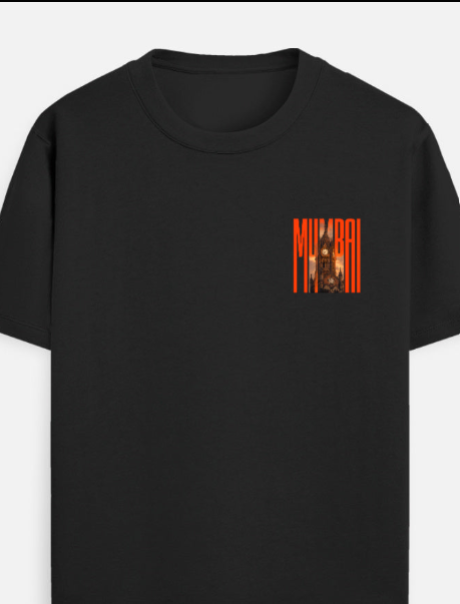 Mumbai Skyline | Premium Oversized T-Shirt – Black