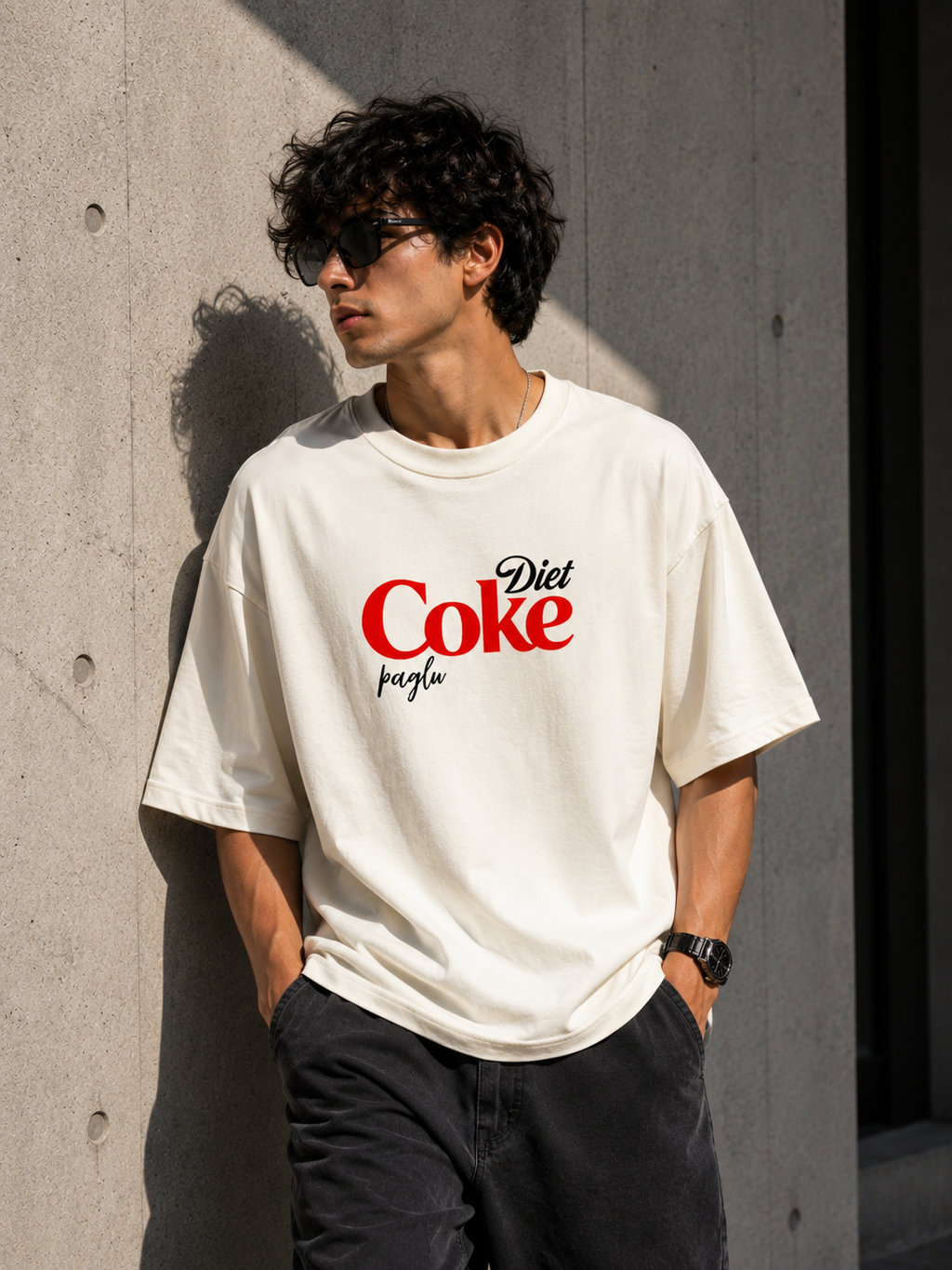 Diet Coke Paglu | Premium Oversized T-Shirt – Off White