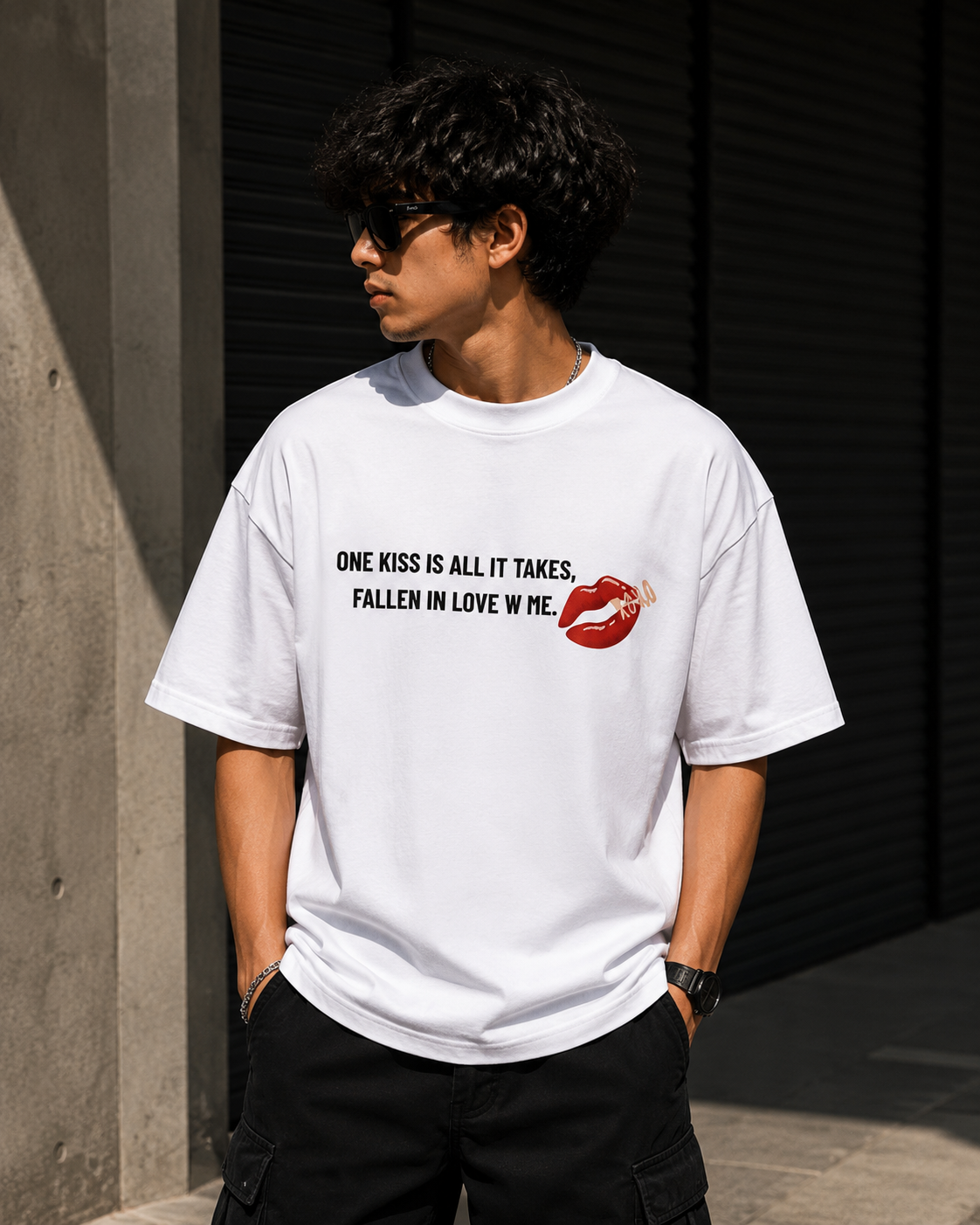 One Kiss Is All It Takes | Premium Oversized T-Shirt – White